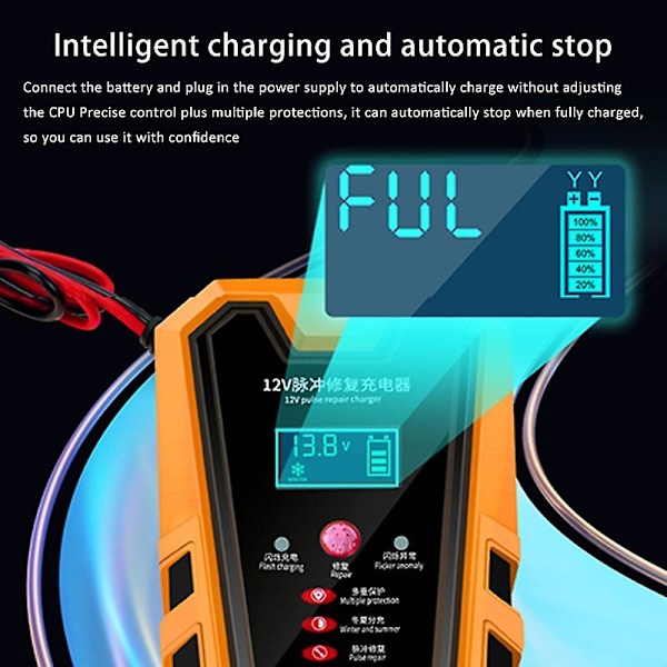 12V 6A Bilbatteriladdare Motorcykel Batteriladdare Intelligent Reparation Batteri 12V Laddare Diagnosverktyg Bilar Snabb Batteriladdare 12V Bilbatteri
