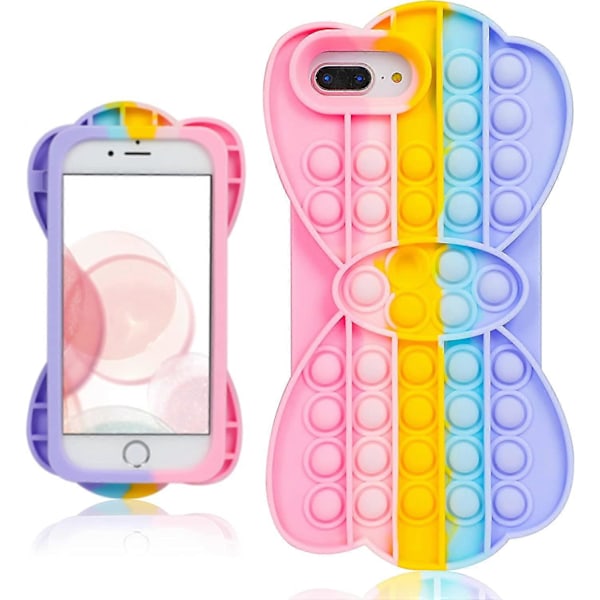 iPhone 7 Plus/8 Plus/6 Plus/6S Plus Skal Roligt Sött Kul Silikon Design Cover för Flickor Barn Pojkar Tonåringar Mode Cool Unik Fidget Båge Bubbla
