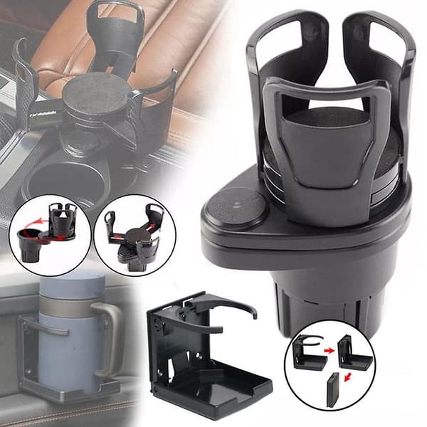 Bilkoppholder Ekspander Adapter 2i1 Dobbel Koppholder Ekspander Organizer（Karbonfiber svart）