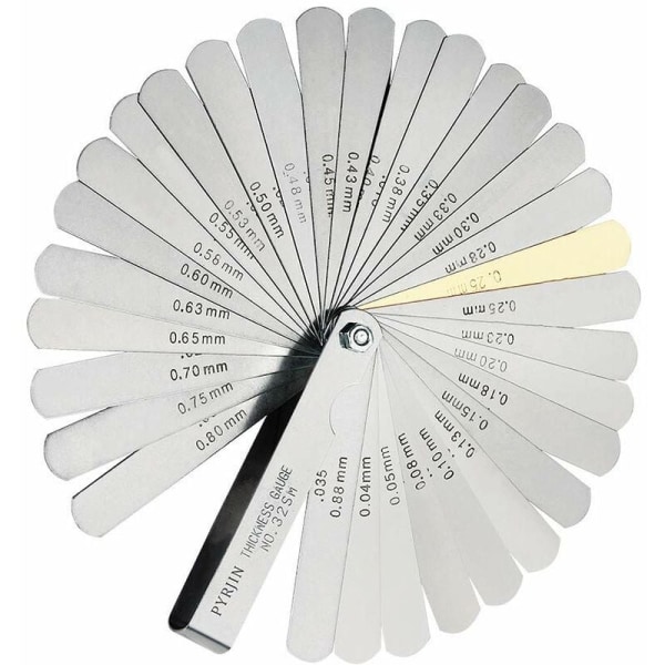 Følemåler, følemålersæt, 32 blade i metrisk/imperial markering, til måling af fri bredde/tykkelse - DKSFJKL