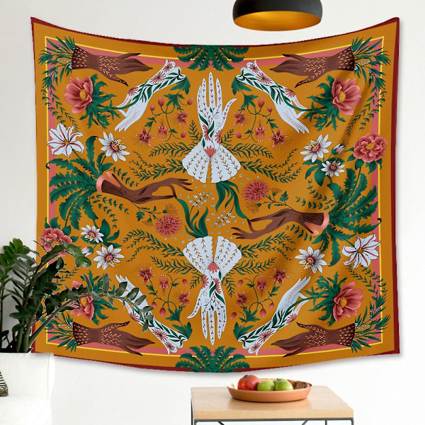 Wekity Skull Flower Girl Tapestry Home Tapestry Æstetisk Kunst Hjem Baggrund Stof Dekoration Gave Pool Tapestry Stue Soveværelse Dekoration (GT3