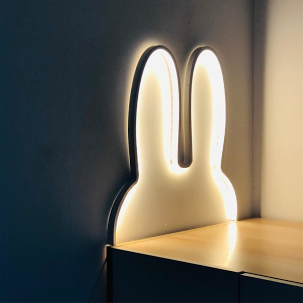 Romdekorative lys for tenåringer, påskegaver, varme påske-stemningslys, LED-kaninlys, USB-plug-in vegg-sengsidelamper（BK）