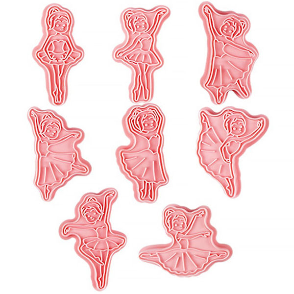 8 stk. kageform balletformer non-stick varmebestandig fondantpasta slik kage prægning stencil