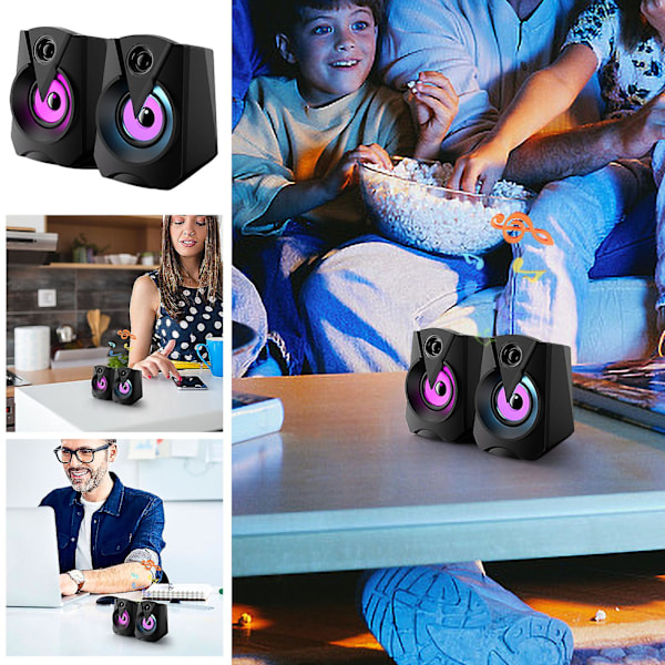 Rydning Lysende LED-skrivebordsdatamaskinlyd Mini-bærbar datamaskin Paret høyttaler Multimedia-lyd