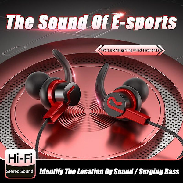 Trådbundet spelheadset, headset, headset audiometrisk identifiering, trådstyrt headset, in-ear-hörlurar, hörlurar 3,5 mm, trådbundna hörlurar, hörlurar Ty
