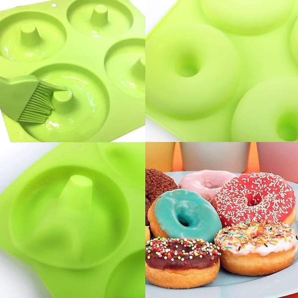 3 stk. 4 tommer donut bageform i fuld størrelse, non-stick silikoneforme, donutbakker, 3 farver