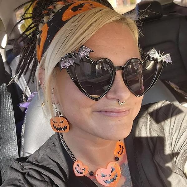 Fladdermus Solbriller Spøgelsesagtig Gotisk Halloween Dekoration Tilbehør Sort