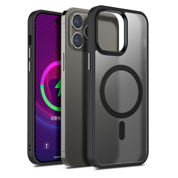 Iphone 14/iphone 13 magnetiskt case kompatibelt, genomskinligt matt anti-gult ultratunt case för Iphone 14/iphone 13 6.1''-b