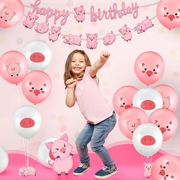32-dels grisebursdagsdekorasjoner, inkludert «Happy Birthday»-grisbanner