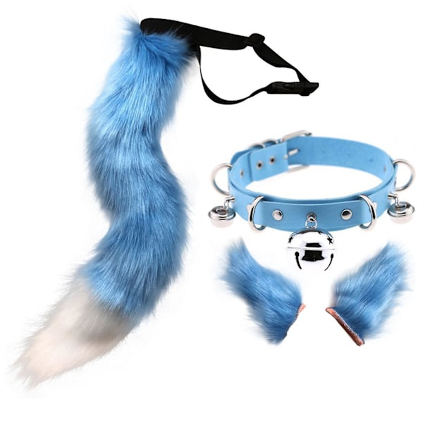 Hårklämmor Tuppstjärt Djur Element Justerbar Faux Päls Solid Varg Svans Öron Krage För Cosplay (Vit)