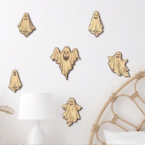 Set med 2 hängande träskyltar för Halloween-dekoration, perfekt för ett vardagsrum, sovrum eller hem