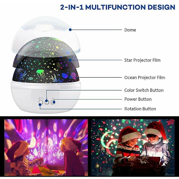 Stjärnhimmelprojektor nattlampa för bebis, Iave Moon Star/sea