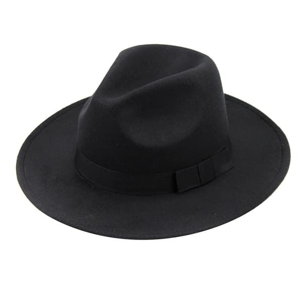 Dame Stilig Topphatt Knusbar Ullfilt Outback Hatt Britisk Stil Hodeplagg Bredbremmet Beltehatt (Gul)