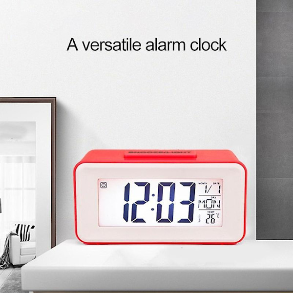 Multifunktionell elektronisk digital snooze väckarklocka Mini LED bakgrundsbelysning Digital elektronisk barnklocka med kalender temperatur Smart digital bordsal