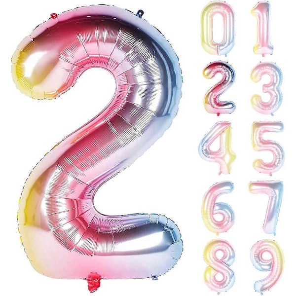 Nummer 7 Pastell Regnbåge Folieballong för Flickans 7-årsdagsfest, 40 tum LOL Partys Helium Ballon för Barnkalas