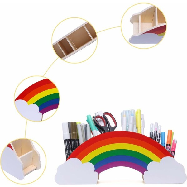 Rainbow Star Sticker Skrivebordsarrangør til kreativ gør-det-selv boligindretning Kontoropbevaring Kontorartikler Studenter papirvarer Opbevaring Penholder