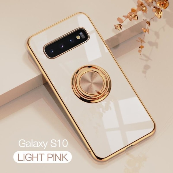 Samsung Galaxy S10 phone case, moderiktigt phone case silikon Tpu tunt mjuk färg stötsäkert phone case med ringmagnetiskt stativ för Samsung Galaxy
