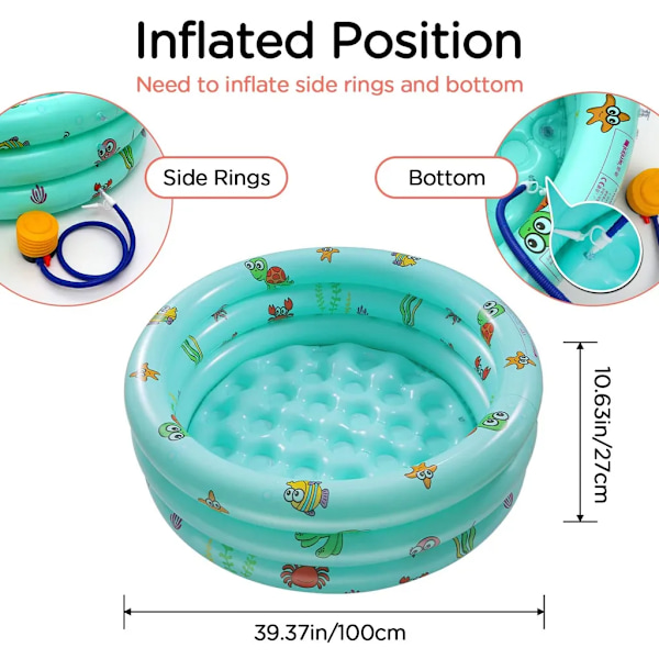 Uppblåsbara pooler, Ucradle plaskdamm, barnpool, babypool, 100 cm barn ovan mark pool, uppblåsbar babypool