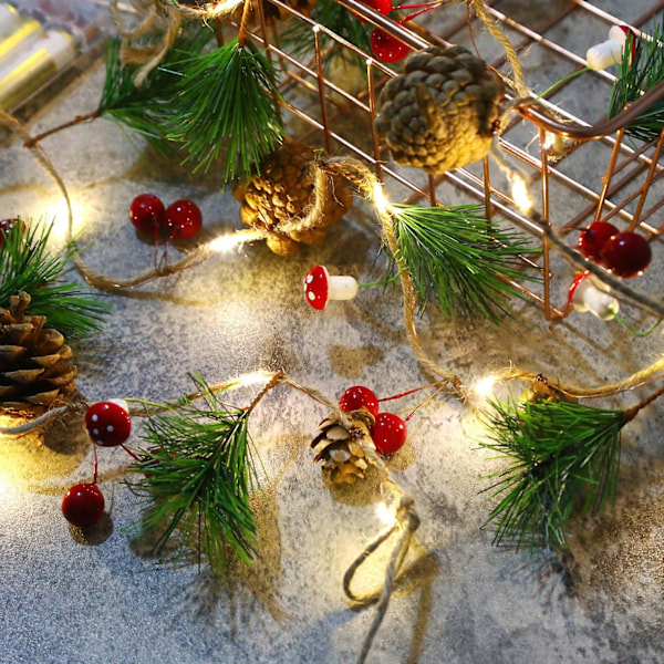 Julepynt Julelys Streng Safflower Rød Frugt Dekoration Lys Julehjem Ferielys