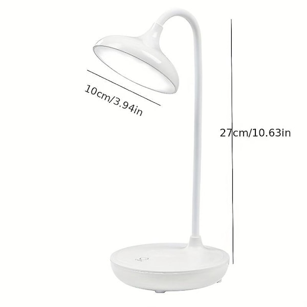 Liten skrivebordslampe, studie, sovesal, hjem, USB, øyebeskyttende lampe, skrivebordslampe, student, LED-ladelampe, soveromslampe, nattbordslampe (elfenbenshvit)
