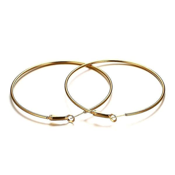 (guld, 70 mm) Minimalistiske mode-øreringe i rustfrit stål til kvinder, sløjfestørrelse 40-70 mm