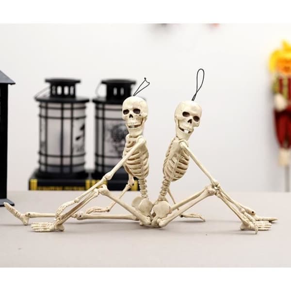 Halloweenskelett - Dekoration - 40cm - Plast - Rörliga leder - Vit