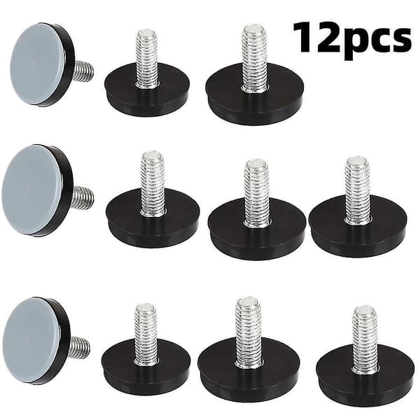 12-pack justerbara möbelfötter, nivelleringsfötter, bordsglid, M6/m8
