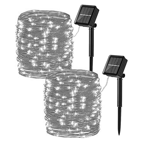 Solcellelamper 2-pakning 100 LED solcellelamper 8 moduser for julehagefest