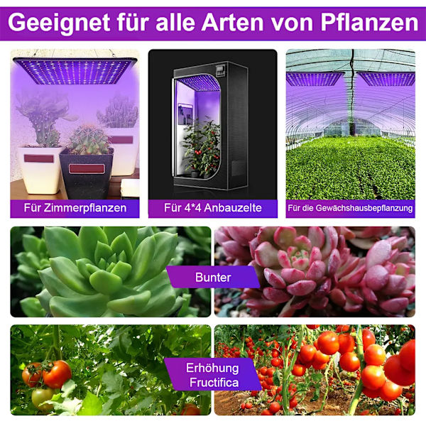 Plantelampe 27W 256 LED, Full Spectrum Plantevekstlys for Innendørs Planter, Frøplante