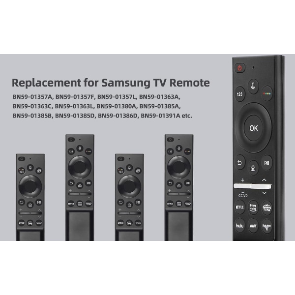 Samsung TV-ersättningsröstfjärrkontroll, endast lämplig för Samsung TV-fjärrkontroll med röstfunktion, lämplig för Samsung