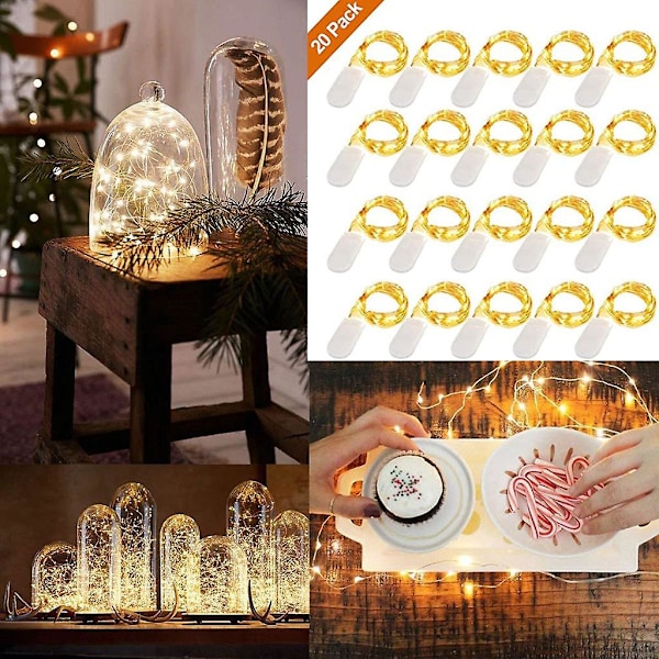 Outdoor Lights Warm White Light Battery String Copper Wire Decor Christmas 20Pcs 1M 10 Led