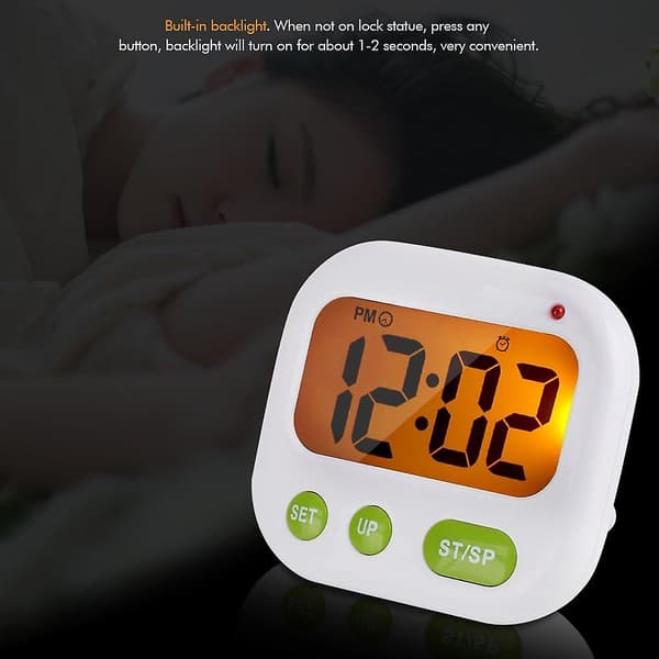 Digital väckarklocka LCD Vibrerande klocka Batteridriven Modern Bärbar Timer Klocka med Bakgrundsbelysning Lämplig för Kontor Sovrum Sovsal Resor