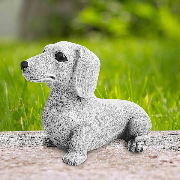 Udendørs Dachshund Hunde Ornamenter, 5 tommer Harpiks Have Dyr Statue, Sød Have Statuer Dekoration Figur Til Indendørs Udendørs Skulptur Veranda Gård Kunst Deko