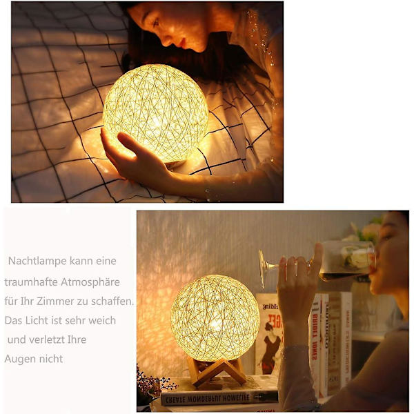 Fitlife LED nattlys sengelampe rotting og tre soverom stemningslampe USB oppladbar