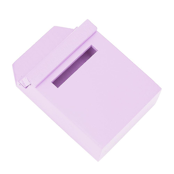 Värillinen puinen kääntyvä postilaatikko - Mini-nukkekodin sisustus Villa-tarvikkeet (violetti)
