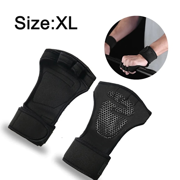 Fitnesshandskar med handledsstöd, sporthandskar, träningshandskar för män och kvinnor (svart, XL)