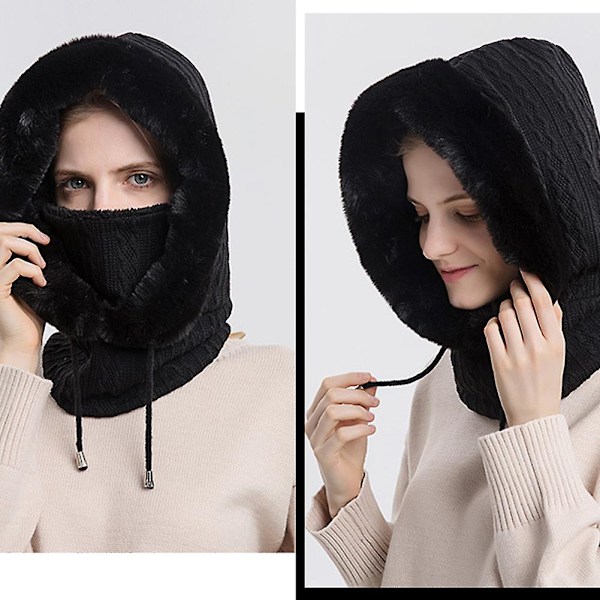 Vinter utomhus ridning huvudbonader kall-proof skidmössa varm halsduk mask en-delad kall-proof huvudbonader (marinblå)