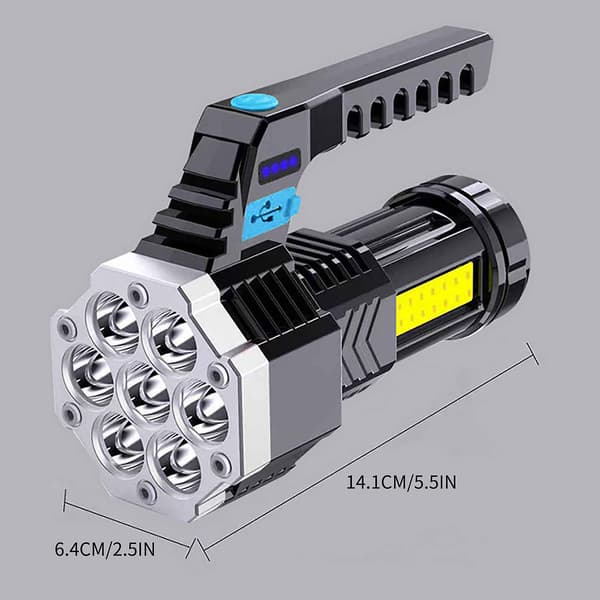 Taskulamppu Led-taskulamppu Ulkoilun USB-taskulamppu 7LED Tehokas Tehokas Partio Vahva Ulkoilukäyttöön Camping（H）