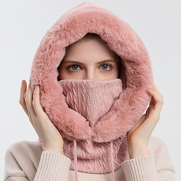 Vinter utomhus ridning huvudbonader kall-proof skidmössa varm halsduk mask en-delad kall-proof huvudbonader (marinblå)