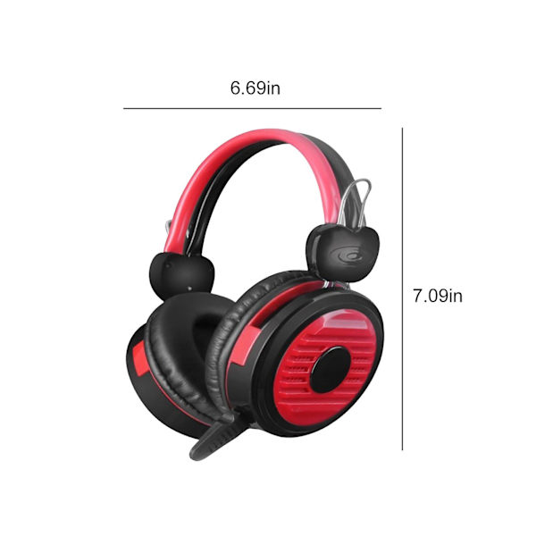 Rødt og sort farverigt headset med mikrofon