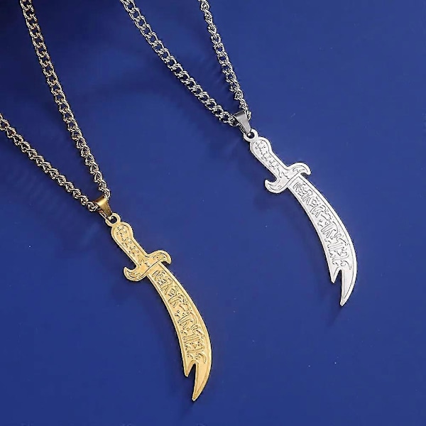 Imam Ali Svärd Dhul-fiqar Halsband Islamisk Arabisk Konst Islam Muslim Zolfiqar Arabisk Kalligrafi Män Amulett Smycken
