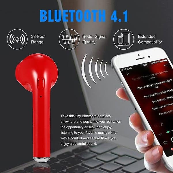 Trådløse ørepropper musikk i-øret øretelefon Bluetooth-headset V4.1+edr med mikrofon