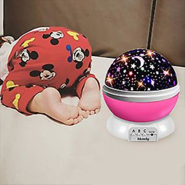 Natlys Stjernehimmel Projektor Babylys 360 Drejelig Starlight LED Stjernehimmel Projektor med 8 Farverige Projektionslys