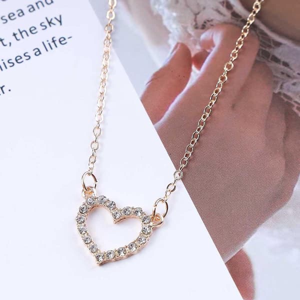 DWW-Crystal Heart Halskæde Guld Cz Hjerte Vedhæng Halskæde Hjerte Halskæde