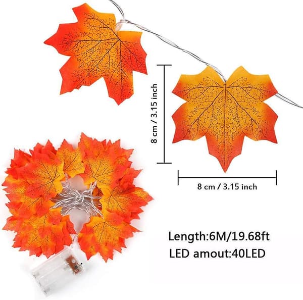 40 LED ahornblad fe lys, ahornblad fe lys efterår ahornblad guirlande, til udendørs hjem