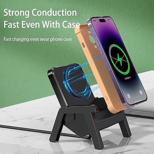 Stol Design Mobiltelefonholder Stativ 15w Trådløs Telefonoplader Med Forstærker