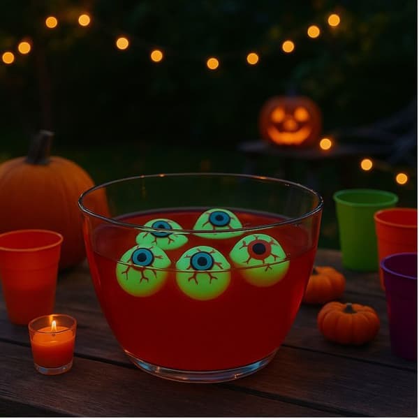 Sæt med 6 selvlysende falske øjne til Halloween-dekorationer - Diameter 3 cm