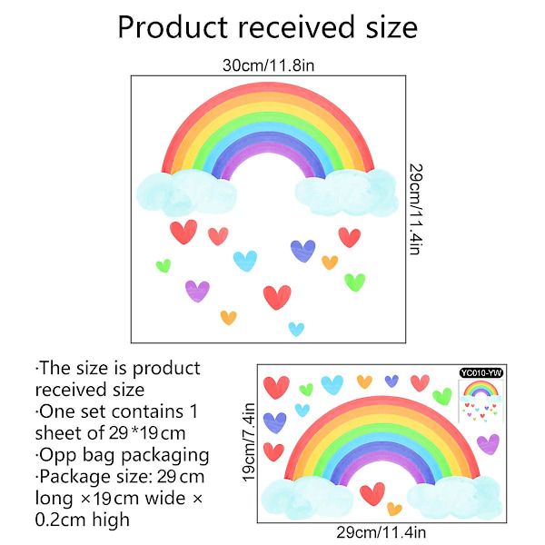 Glow In The Dark Rainbow Väggdekaler, Lysande Regnbåge Och Hjärtdekaler För Takväggar, Barn Sovrum Vardagsrum Dekoration För Flickor Pojkar Baby Nu