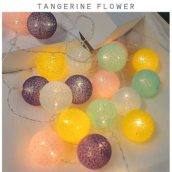 20 LED-bomullsbollar Globe String Fairy Lights Sovrum Bröllop Jul Fest Dekor