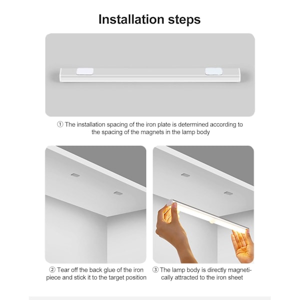 2024Intelligent LED Human Body Sensor Light Bar Rechargeable Wireless Night Light for Cabinet Closet